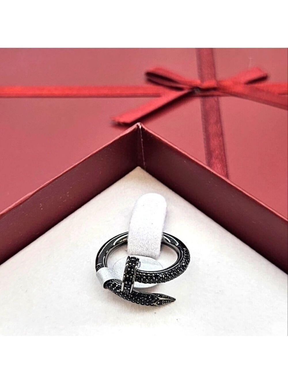 925 Sterling silver nail ring black rhodium - Picture 2 of 8